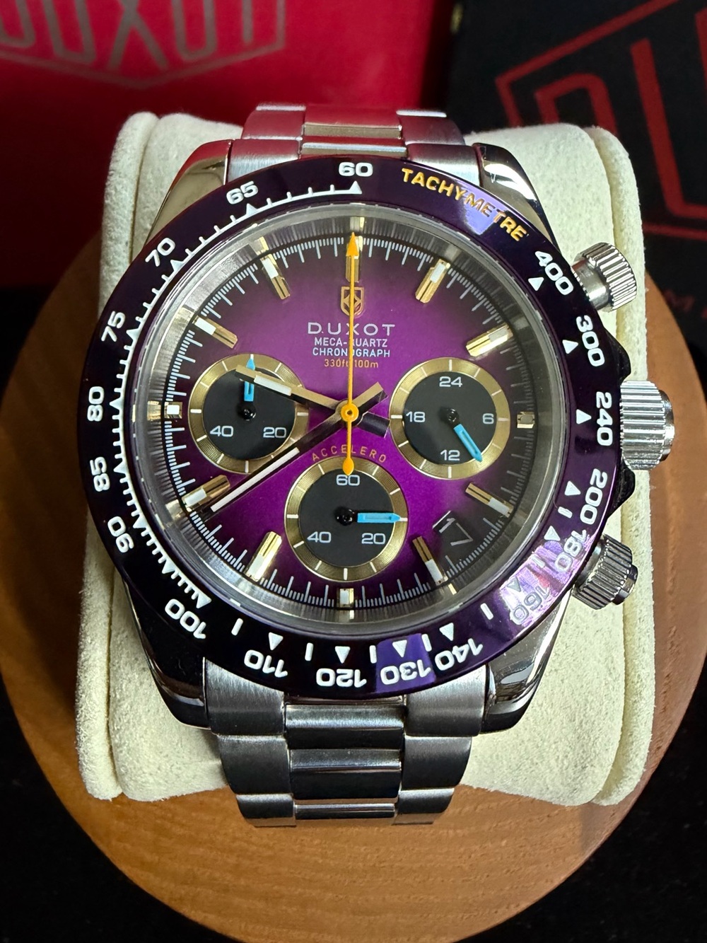 Men's Purple Duxot Chronograph Stainless Steel Watch
